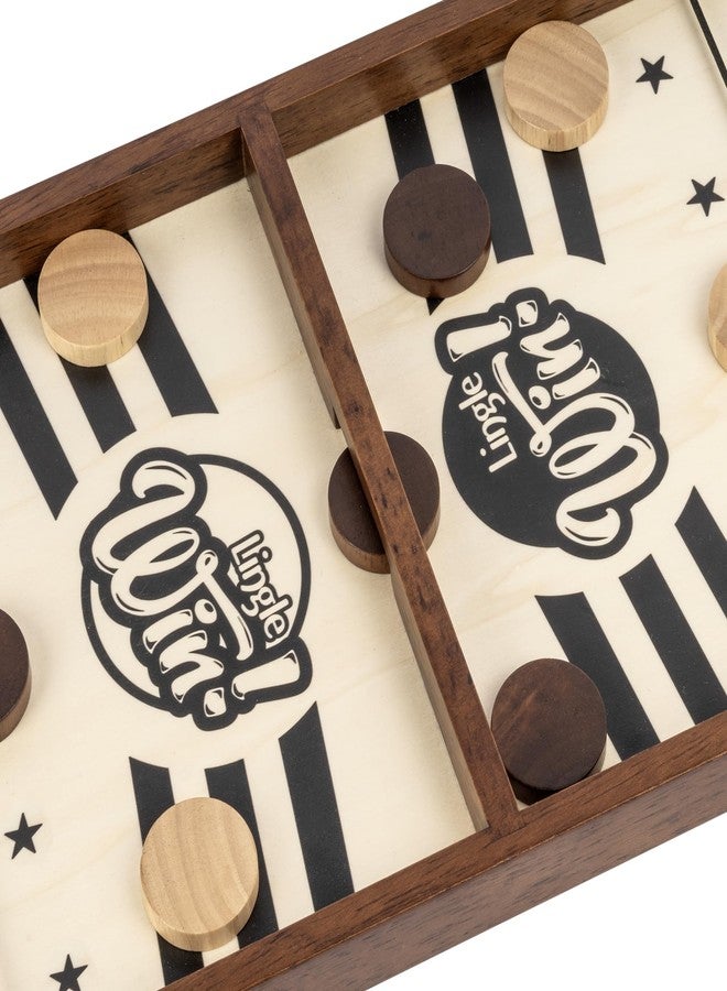 Lingle Sling Puck Game - 16.5 Inch Premium Solid Wood Board Game, Luxurious Sling Puck Battle for Fun-Filled Family Nights or Friends Parties, Classic Competitive Desktop Game